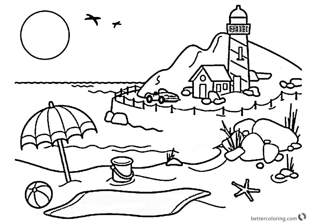 1000x720 Lighthouse Coloring Pages Lighthouse By The Beach