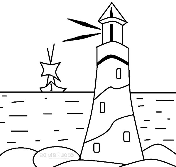 600x568 Lighthouse Coloring Sheet Lighthouse Giving Sign To A Boat