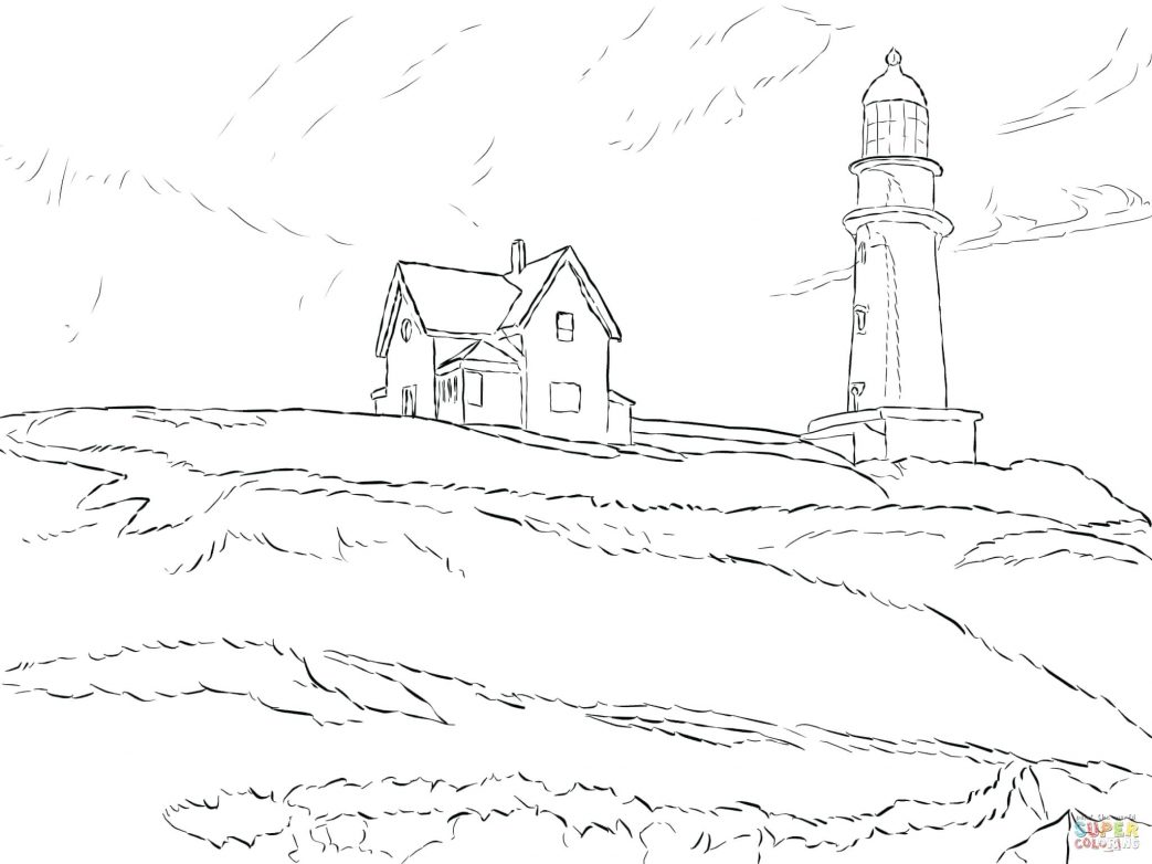 1043x782 A Sailboat And Lighthouse Coloring Pages For Adults Ship Page Free