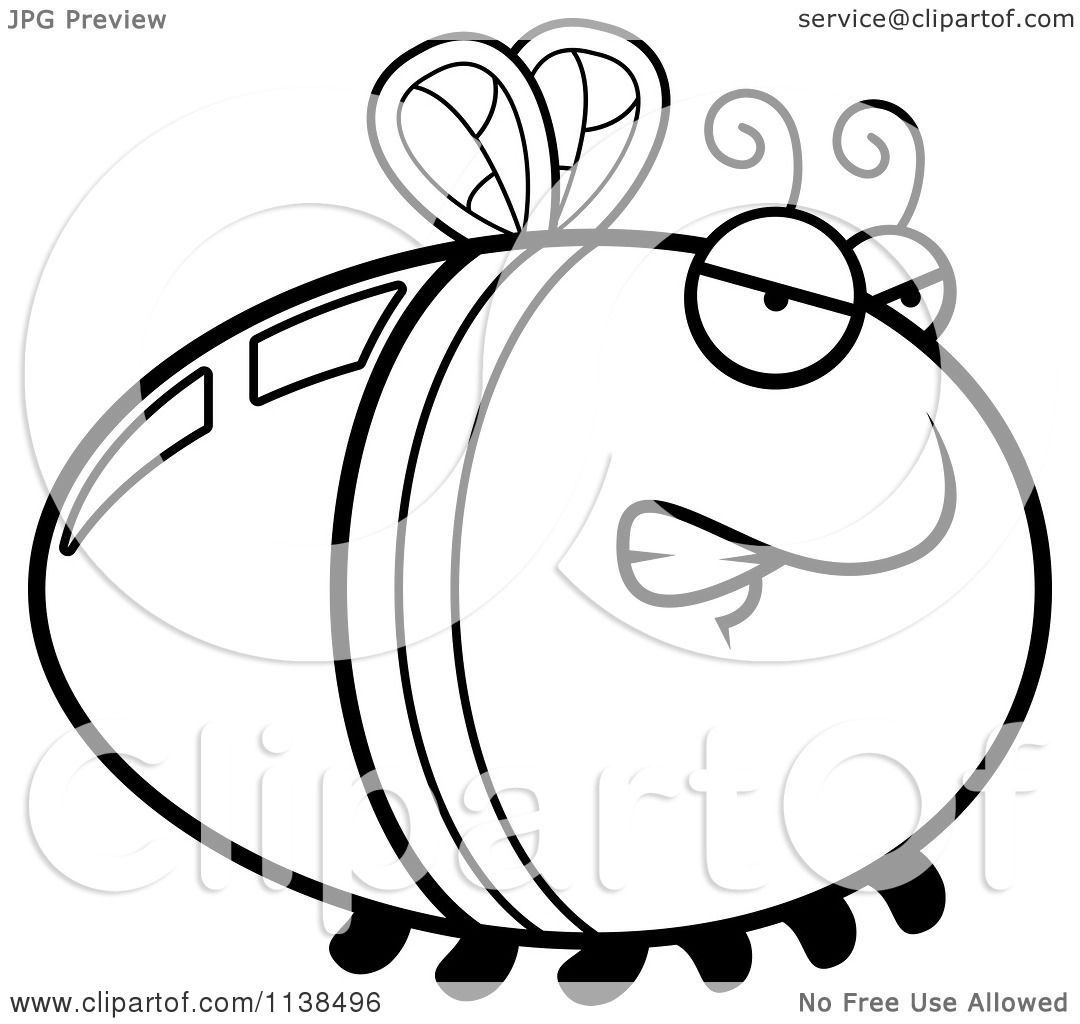 1080x1024 Cartoon Clipart Of An Outlined Angry Firefly Lightning Bug