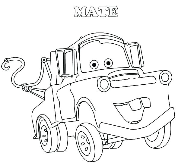 600x551 Lightning Mcqueen And Mater Coloring Pages Mater Coloring Page