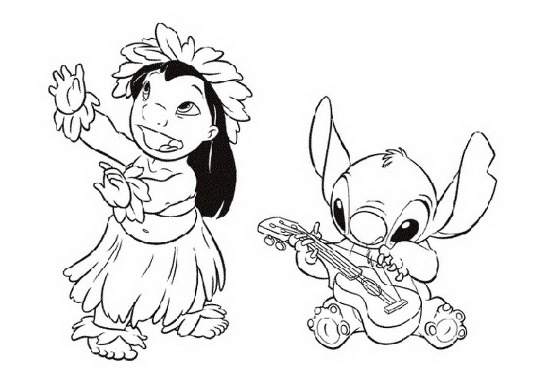 1048x749 Very Detailed Elaborate Lilo And Stitch Coloring Page Cross Design