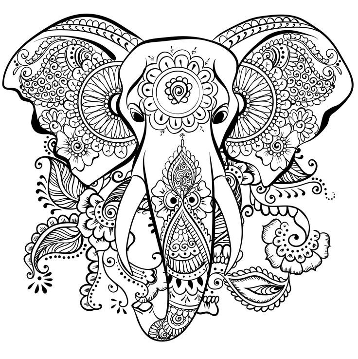 736x737 Elephant Mandala Henna Coloring Page Coloring Outside The Lines