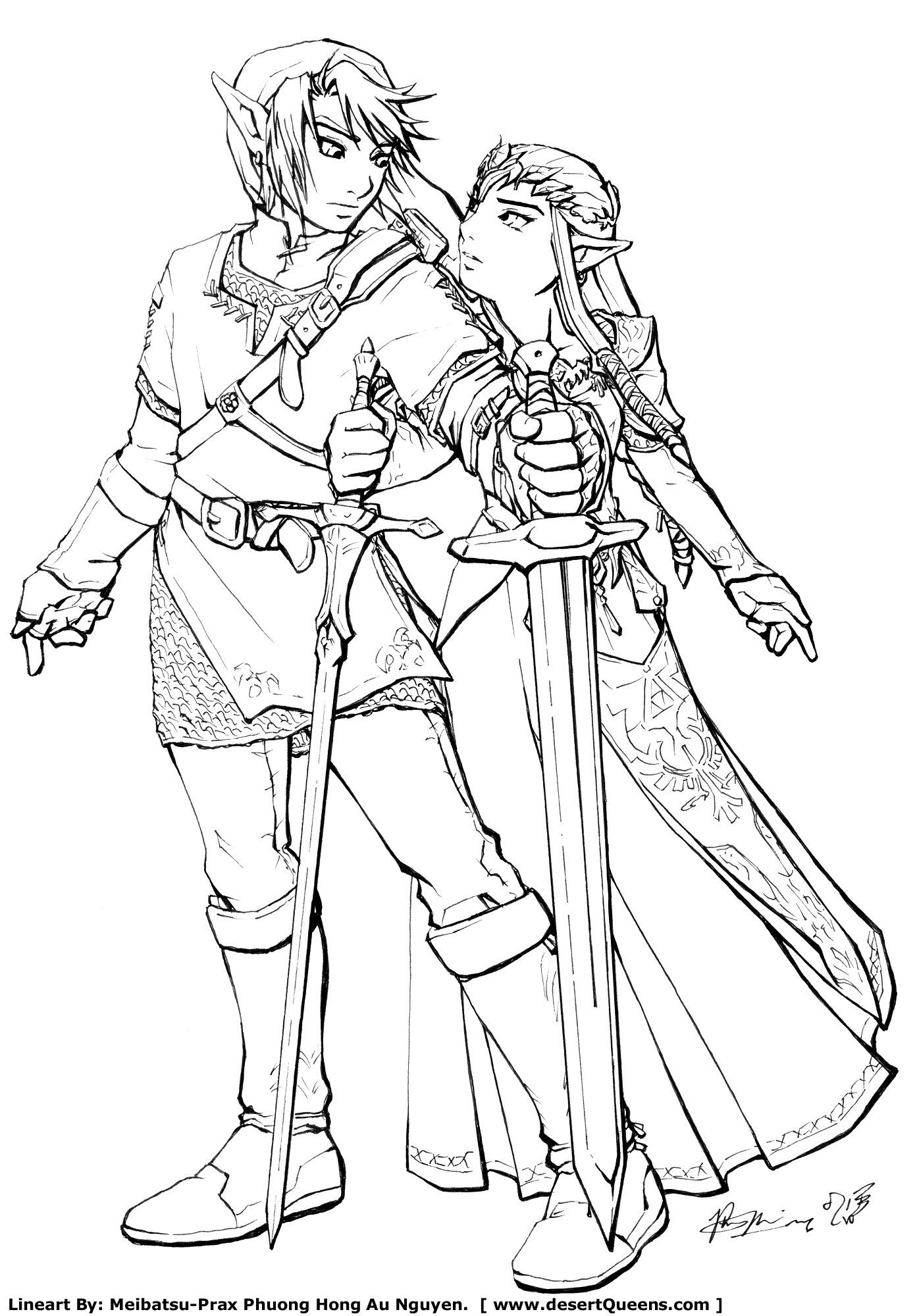 1393x2000 Zelda Coloring Pages Link And Zelda By Meibatsu Fan Art Manga
