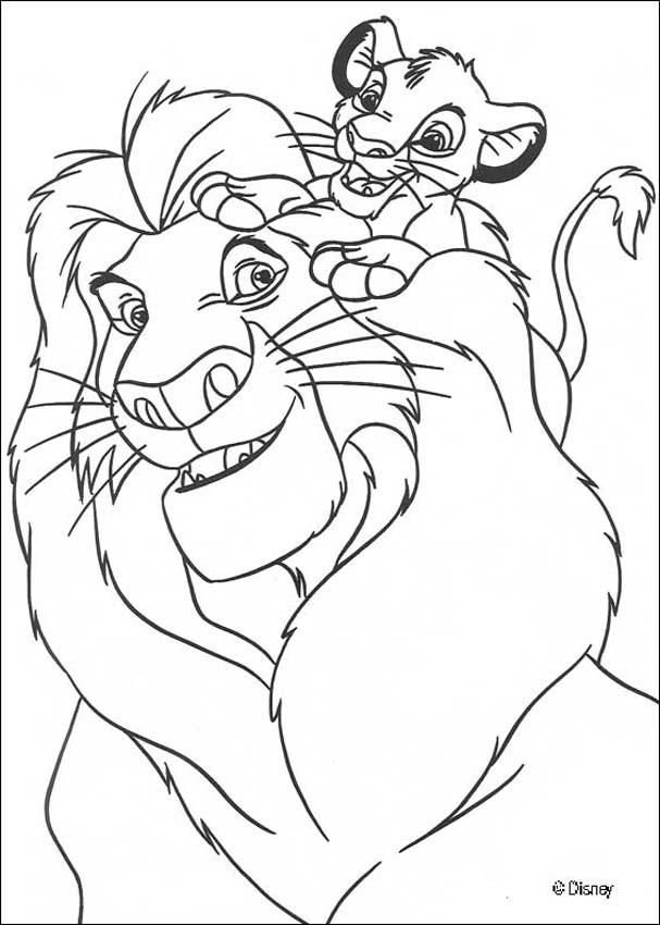 607x850 Simba With Mufasa Coloring Pages