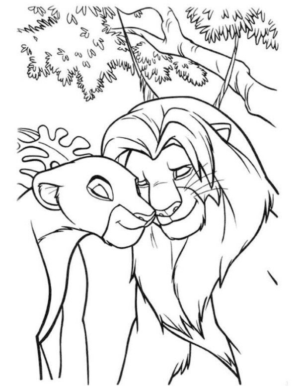 600x786 Simba And Nala In Love The Lion King Coloring Page