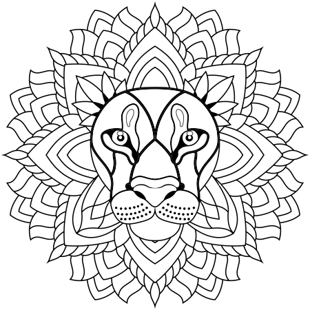 450x450 Dessin Mandala Lion A Colorier Coloring Pages