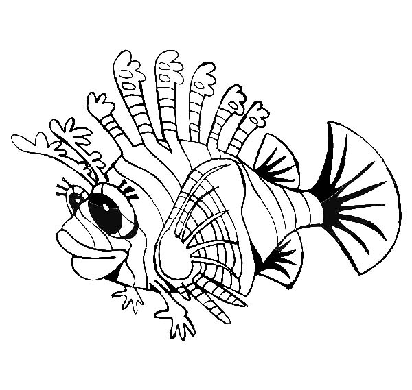 600x569 Beautiful Lionfish Coloring Pages Batch Coloring