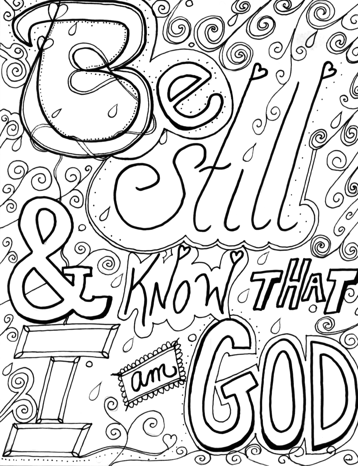 1143x1489 Be Still And Know That I Am Go, Bible Coloring Page, Bible Journal