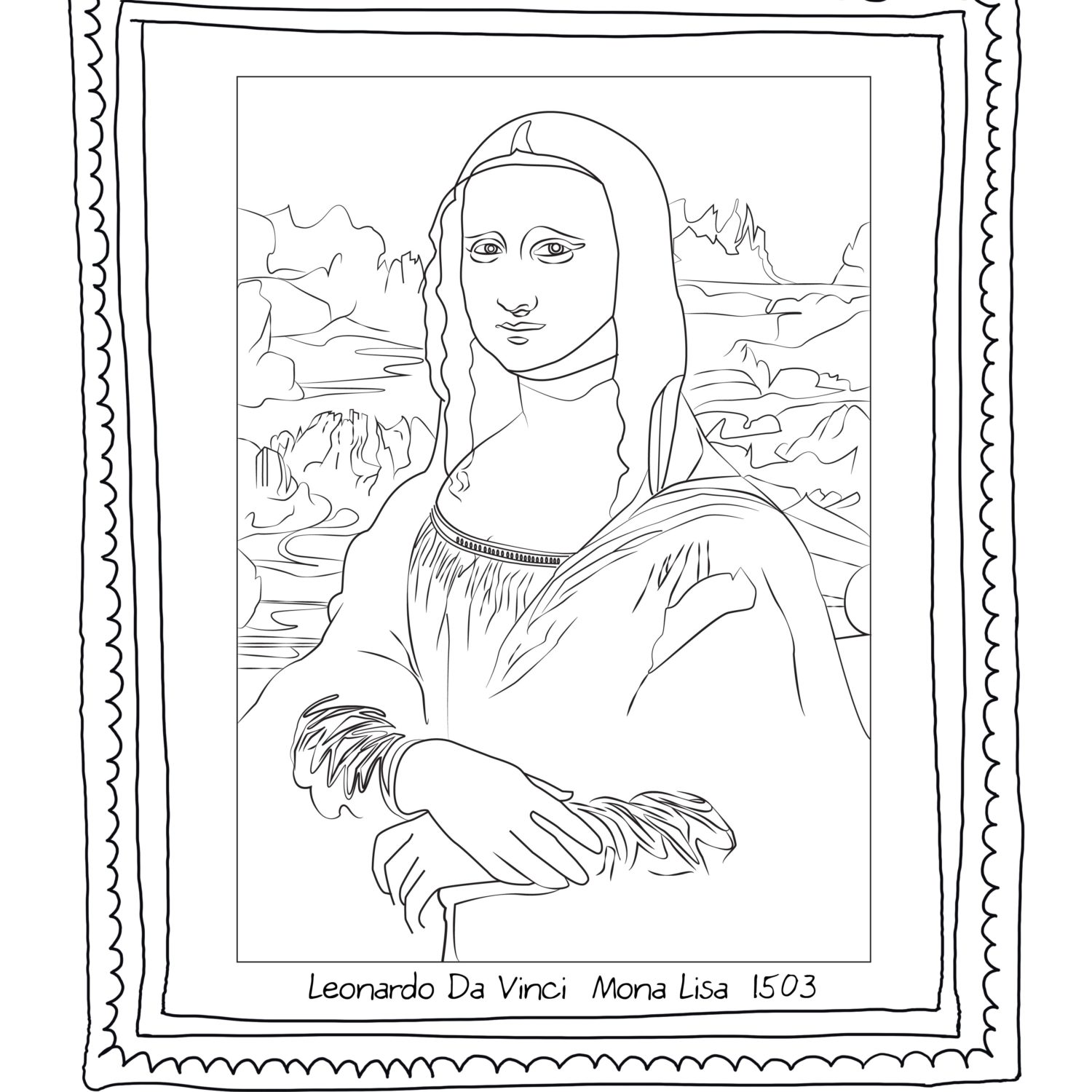 1500x1500 Mona Lisa Coloring Page Best Pages Of Itgod Me Extraordinary