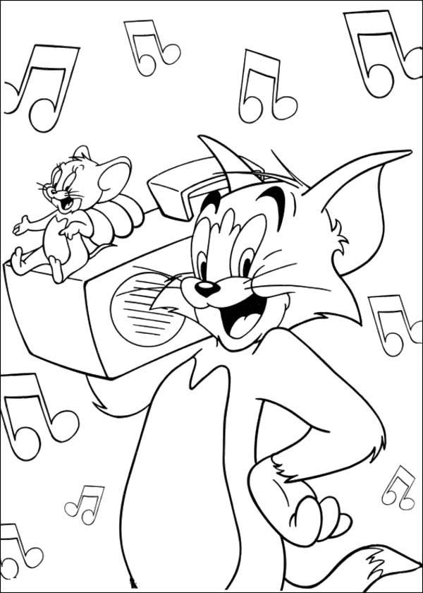 600x840 Tom And Jerry Listening To Music Coloring Page Coloring Pages 26
