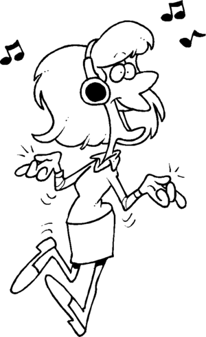 300x489 Woman Listening To Music Coloring Page
