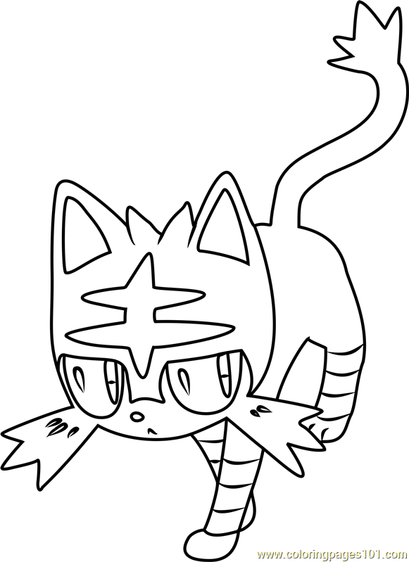 581x799 Litten Pokemon Sun And Moon Coloring Page