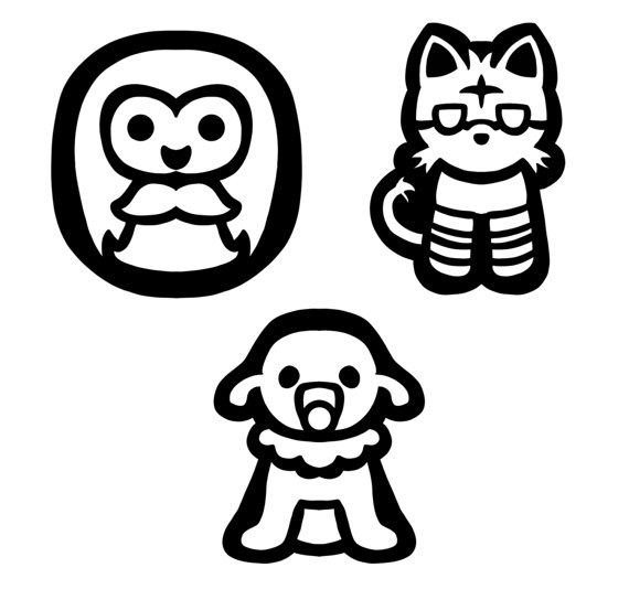 570x534 Pokemon Starter Outline Decals Rowlet Litten Popplio
