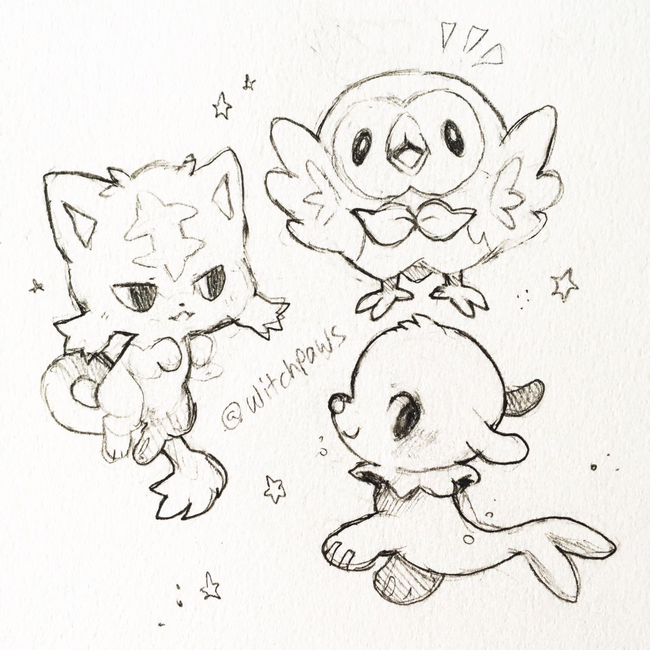 1280x1280 Litten, Rowlet Y Popplio Pokemon
