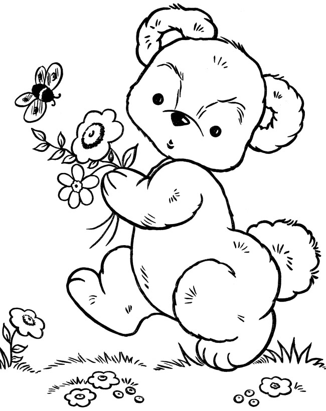 650x820 Little Bear Walking On Garden Coloring Pages