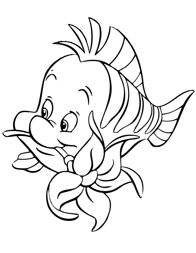 670x867 Little Mermaid Flounder Coloring Pages Download