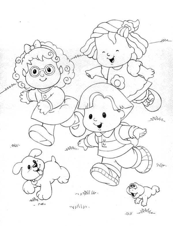 600x780 Little People Running Down The Hill Coloring Pages Batch Coloring