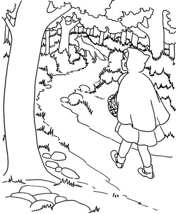 600x728 Red Riding Hood Walking In The Jungle Coloring Pages Batch Coloring