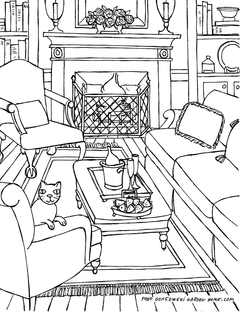 970x1255 Living Room Living Room Drawing Step By Coloring Pages