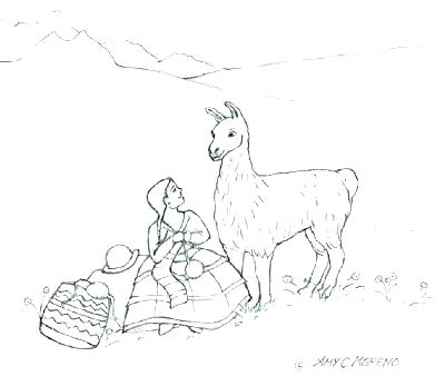 400x338 Llama Coloring Page Llama Coloring Page Alpaca Color Page Free