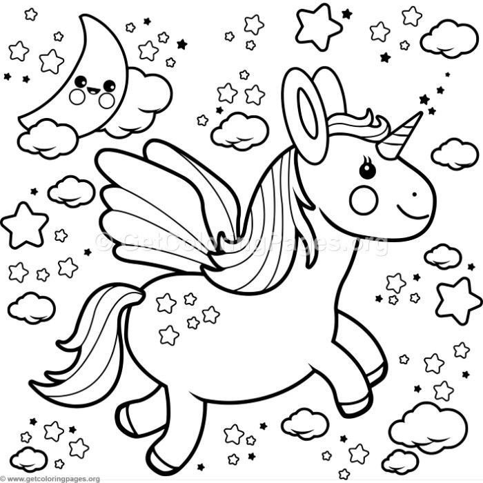 700x700 Free Downloads Flying Kawaii Unicorn Coloring Pages