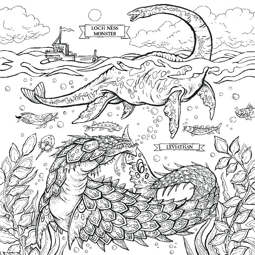 822x822 Loch Ness Monster Coloring Pages The Of Beasts O S Loch Ness
