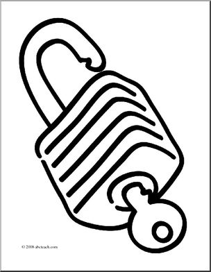 304x392 Clip Art Basic Words Lock (Coloring Page) I Abcteach