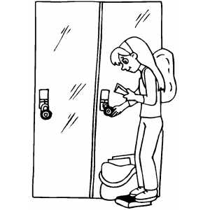 300x300 Girl At Locker Coloring Sheet