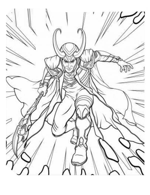 600x779 The Avengers Character Loki Coloring Page