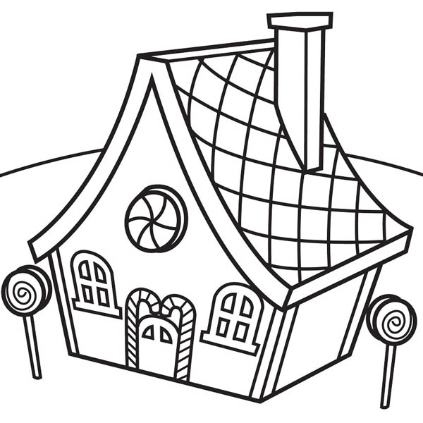 600x600 Gingerbread House And Lollipop Coloring Page