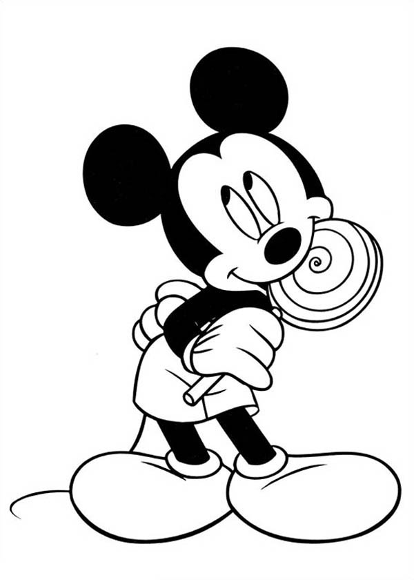 600x840 Mickey Mouse Eat Lollipop Coloring Page Color Luna