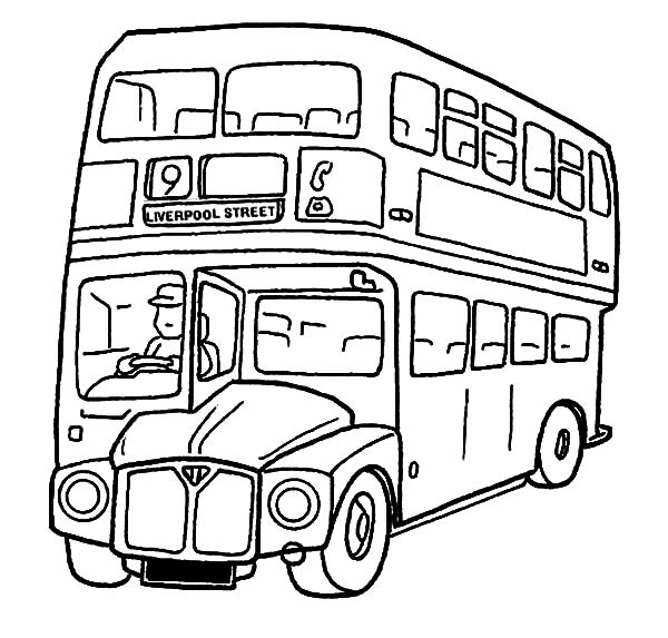 600x573 Double Decker Bus Coloring Page
