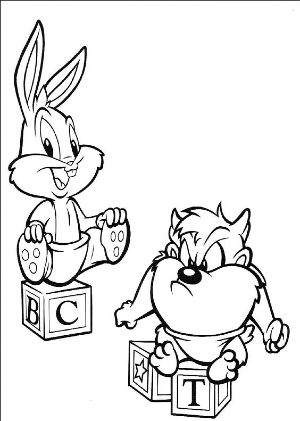 1020x1430 Incredible Bugs Bunny And Taz Baby Looney Tunes Coloring Pages