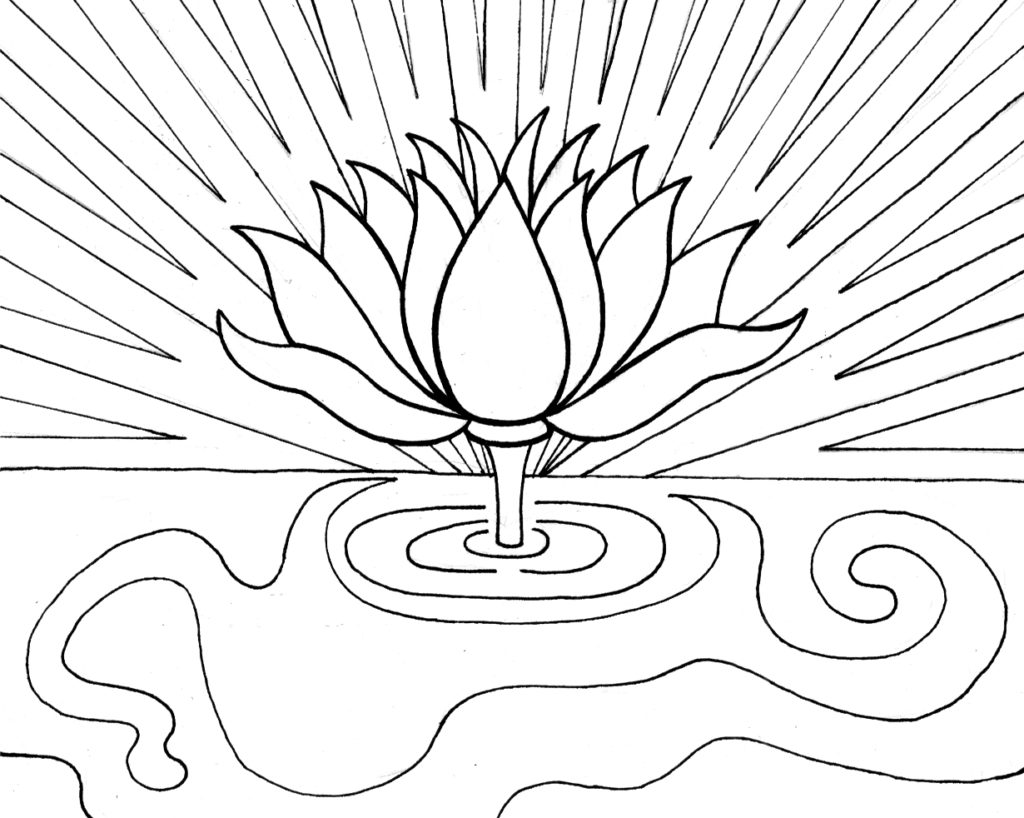 1024x818 Lotus Flower Coloring Page