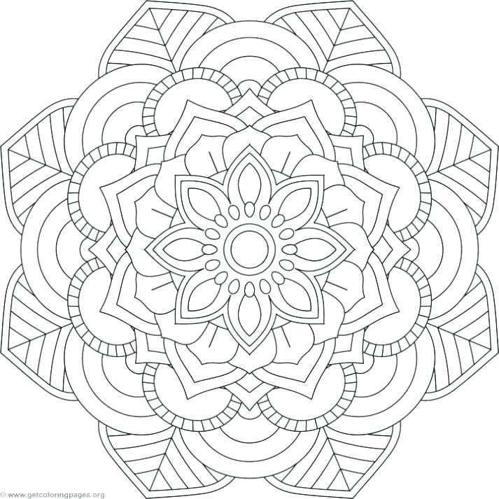 713x713 Lotus Flower Mandala Coloring Pages