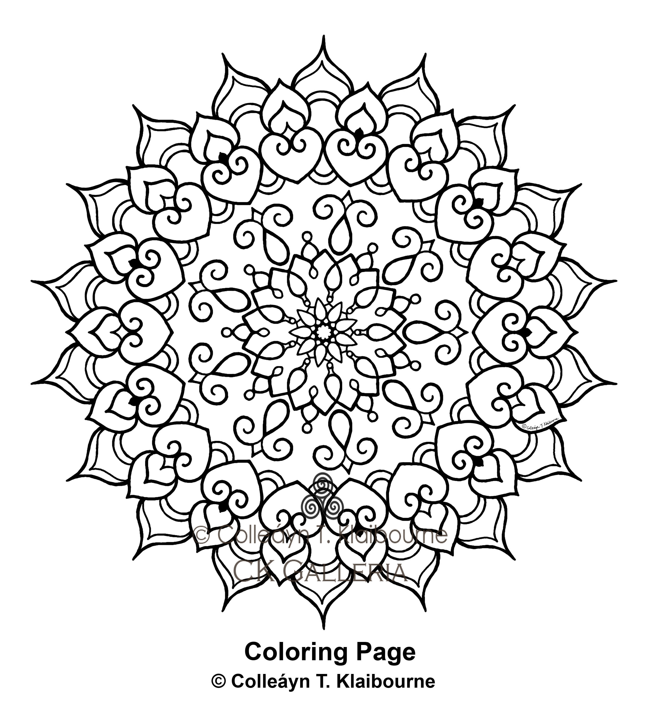 2544x2850 A Mandala Pdf Digital Download Coloring Page, Delicate Love
