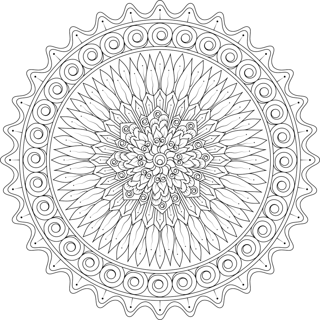 1100x1100 Kindled Love Mandala Coloring Page By Varda K.