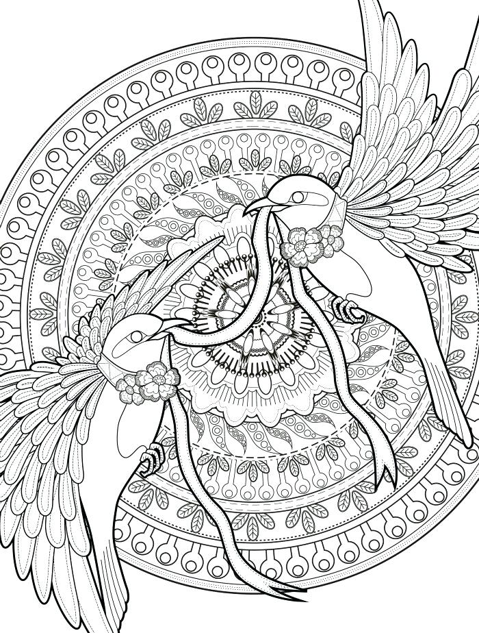 700x924 Love Mandala Coloring Pages Adult Coloring Pages With Birds Free