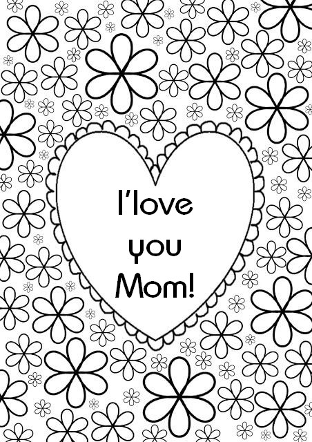 452x640 Geometric Hearts I Love You Mom Adult Coloring Pages Printable