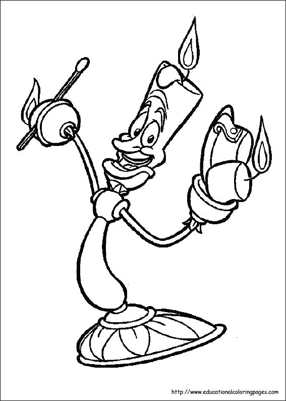 567x794 Beauty The Beast Lumiere Coloring Pages Plus On Beauty