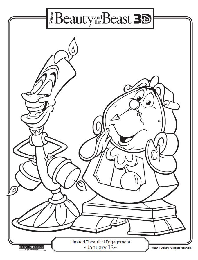 682x895 Lumiere And Cogswort Coloring Disney Beast, Disney