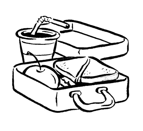 600x549 Delicious Food In Lunchbox Coloring Pages