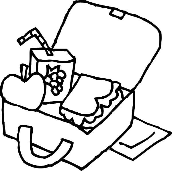 600x598 Kindergarten Kid Lunchbox Colouring Pages
