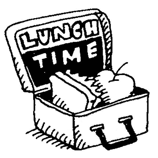 600x600 An Apple And Sandwich In Lunchbox Colouring Pages