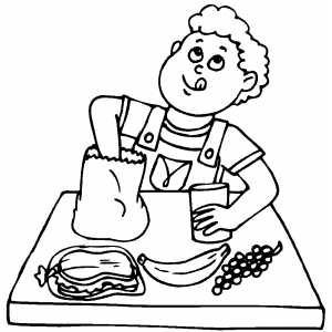 300x300 Boy Prepared For Lunch Coloring Sheet