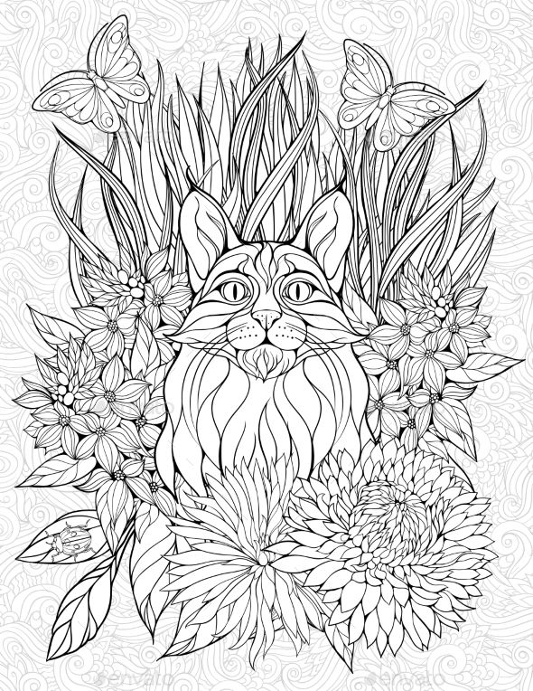 590x764 Coloring Page With A Lynx Lynx, Adult Coloring And Patterns
