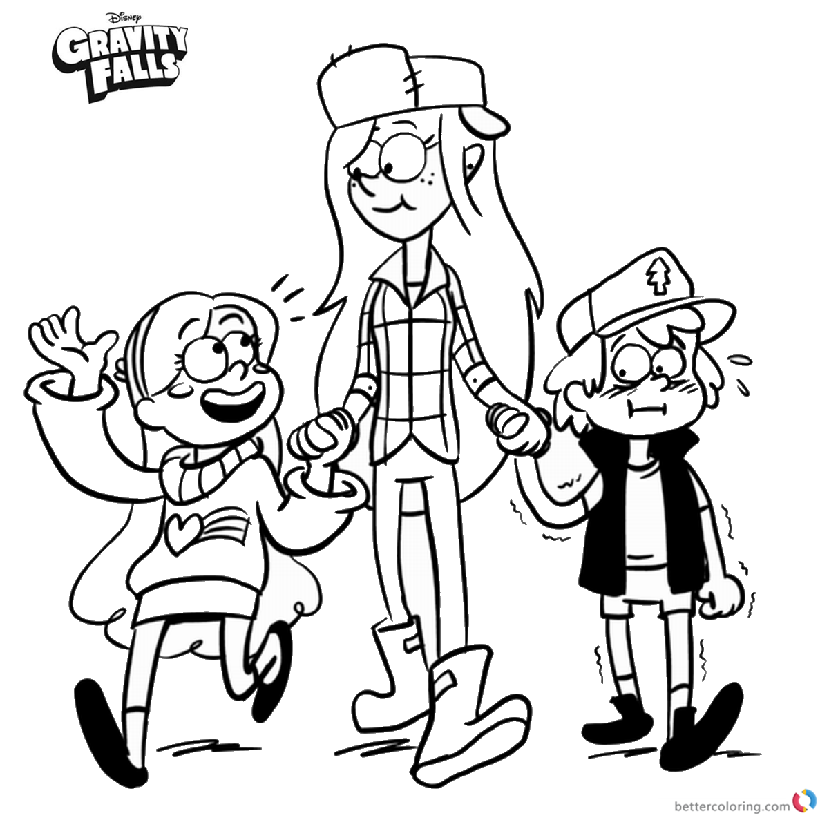 1200x1200 Gravity Falls Coloring Pages Wendy Mabel And Dipper