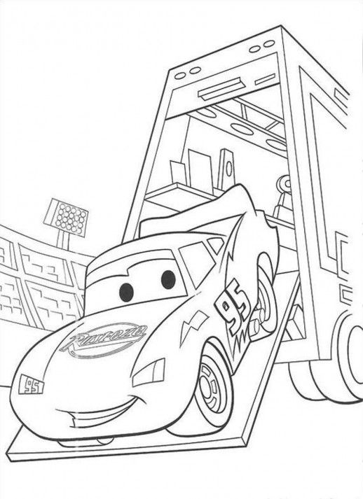 518x713 Mc Queen Glides Down From Mack The Truck Disney Coloring Pages