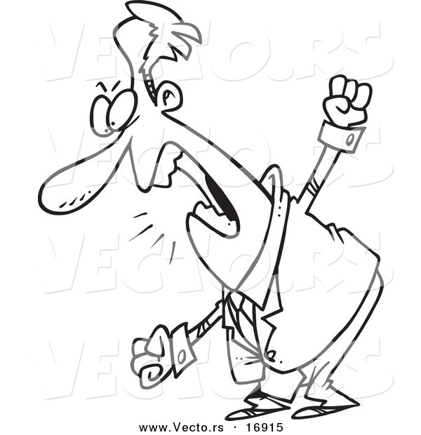 600x620 Vector Of A Cartoon Mad Businessman